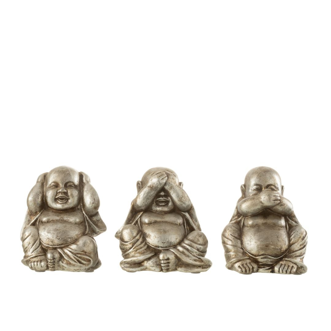 Christmas | J-Line Sitting Buddah Set Of 3 by Weirs of Baggot Street