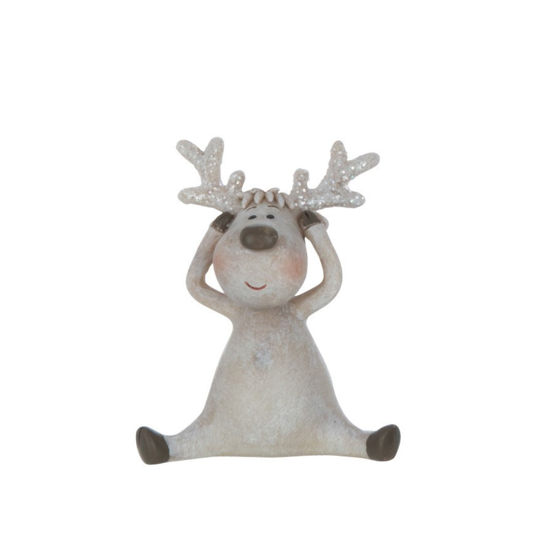 Christmas | J-Line Sitting Deer Hear See Speak Set Of 3 by Weirs of Baggot Street