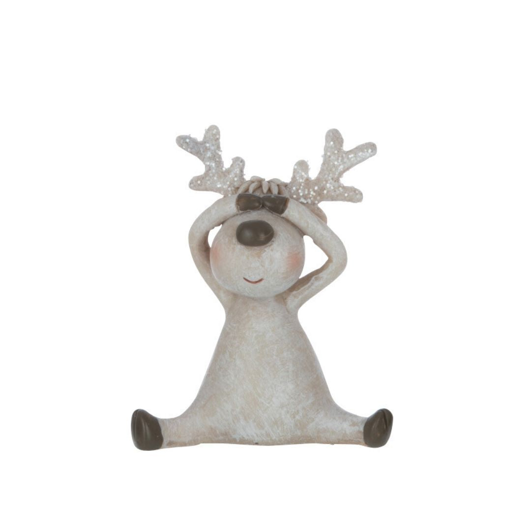 Christmas | J-Line Sitting Deer Hear See Speak Set Of 3 by Weirs of Baggot Street