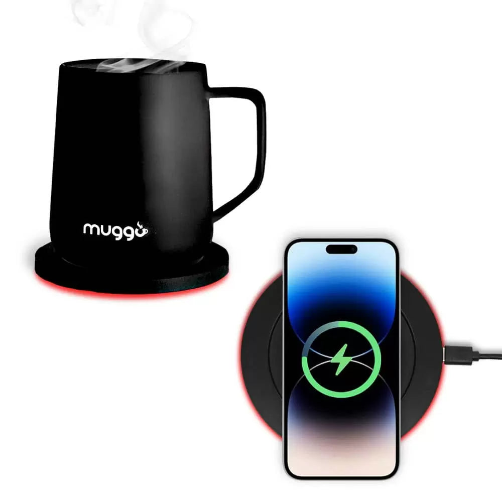 Clever Gadgets | Muggo Qi Grande Edition Black Self-Heated Mug + Wireless Charger Coaster by Weirs of Baggot Street