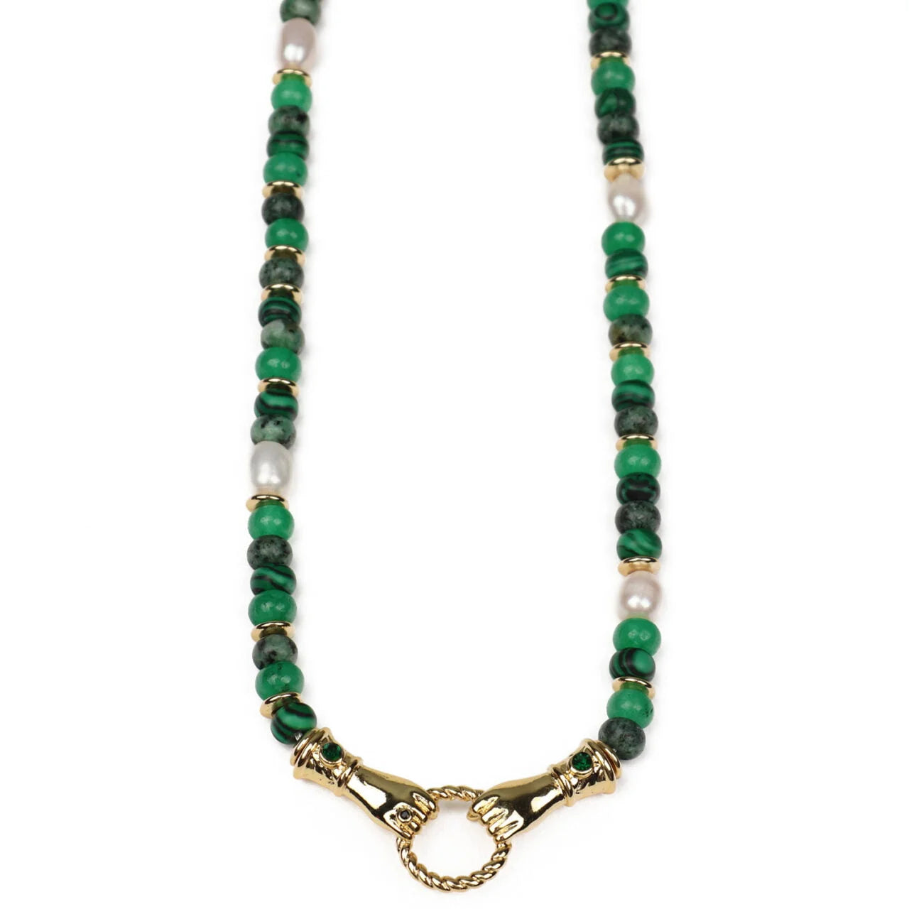 Fab Gifts | Jewellery Necklace Hands Green by Weirs of Baggot Street