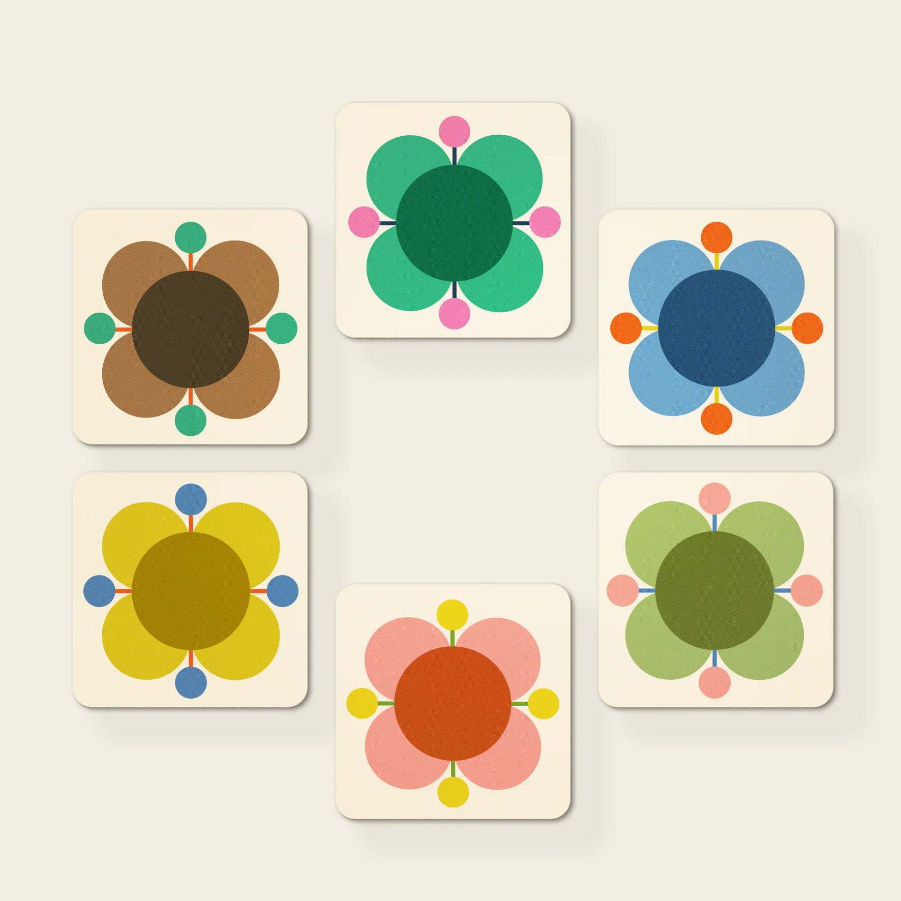 Fab Gifts | Orla Kiely Atomic Flower Coasters Set of 6 by Weirs of Baggot Street