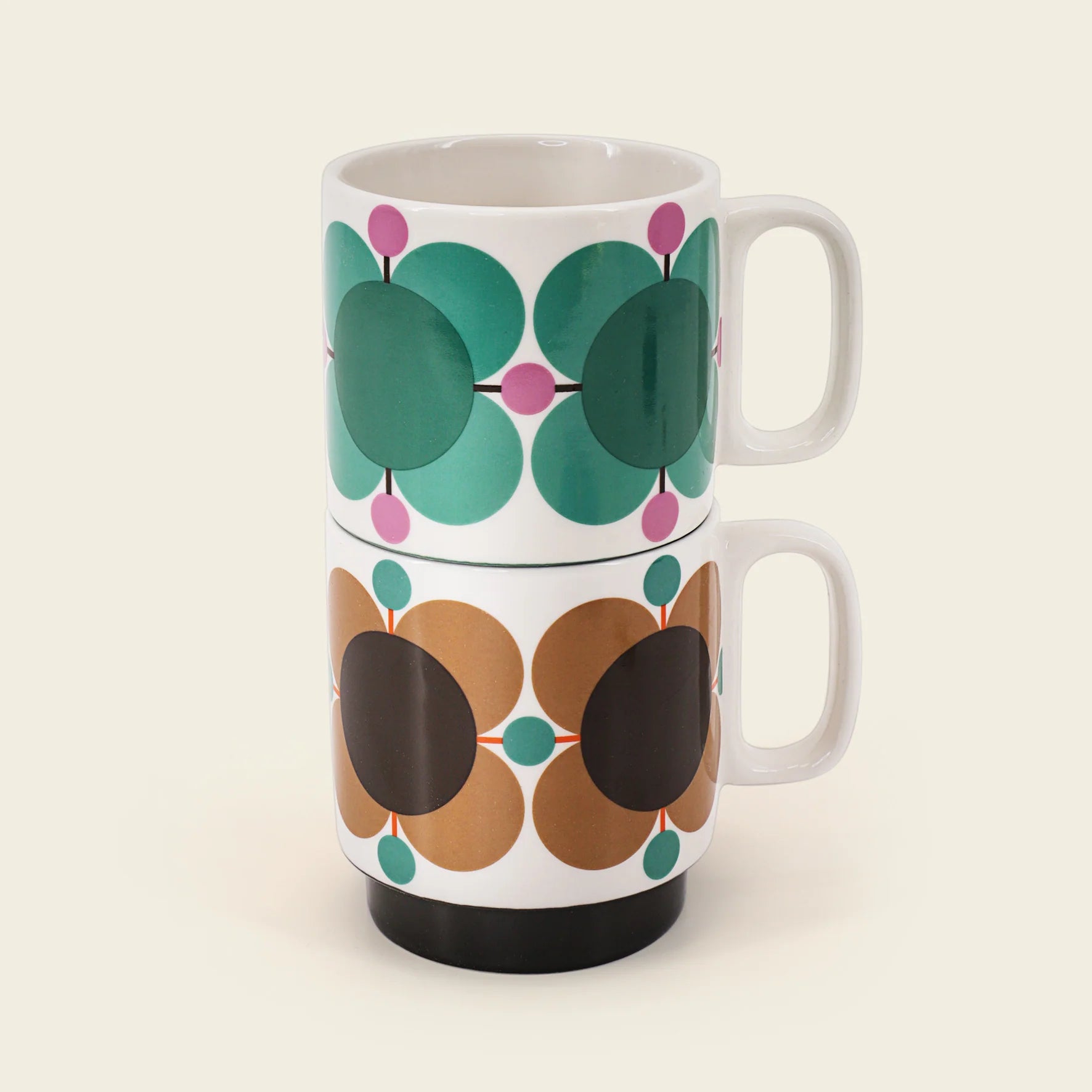 Fab Gifts | Orla Kiely Atomic Flower Jewel Latte Mugs Set of 2 by Weirs of Baggot Street