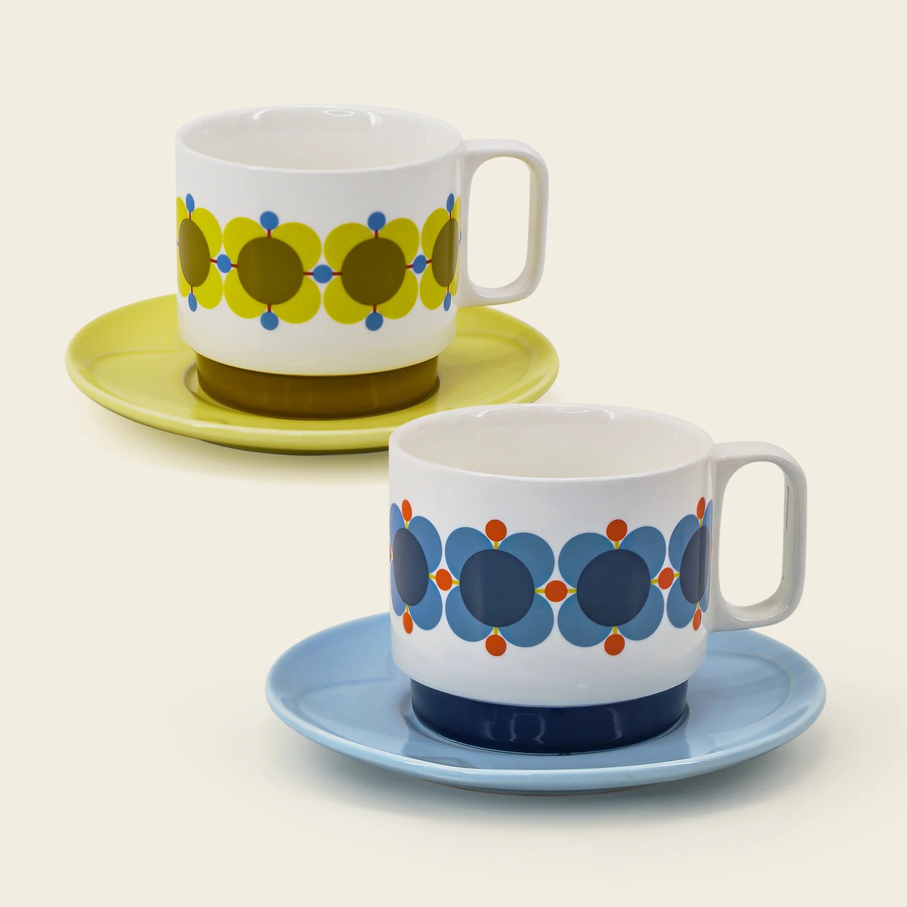 Fab Gifts | Orla Kiely Atomic Flower Tea Cup & Saucer Set of 2 by Weirs of Baggot Street