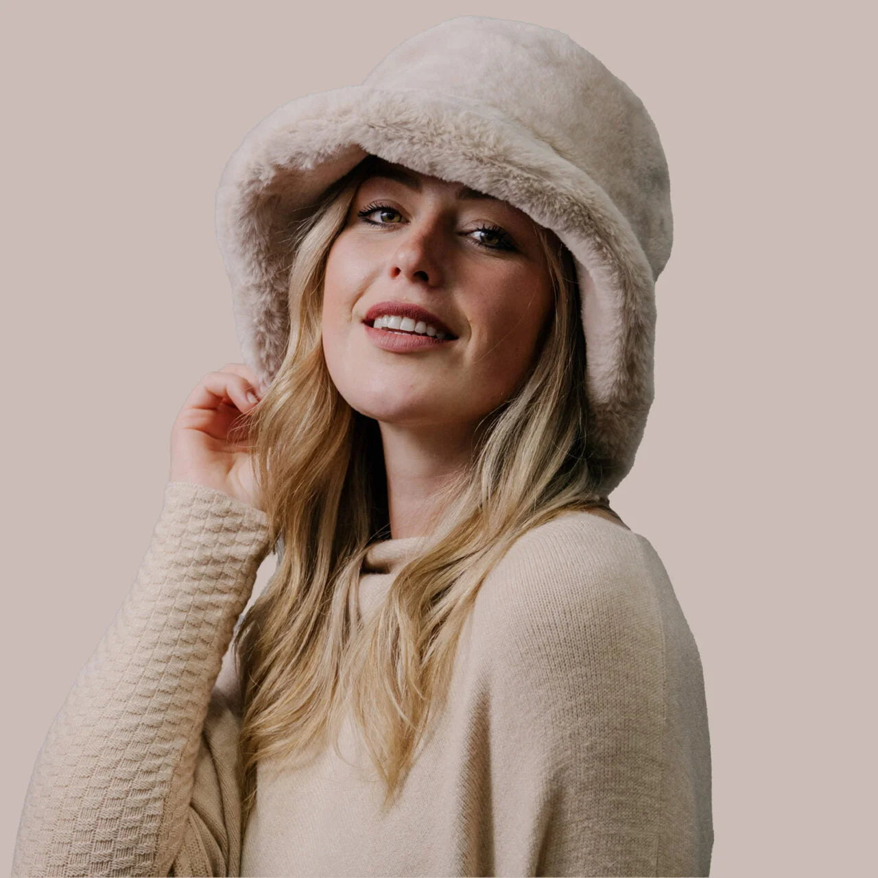 Fab Gifts | Winter Accessories Faux Fur Bucket Hat Cream by Weirs of Baggot Street