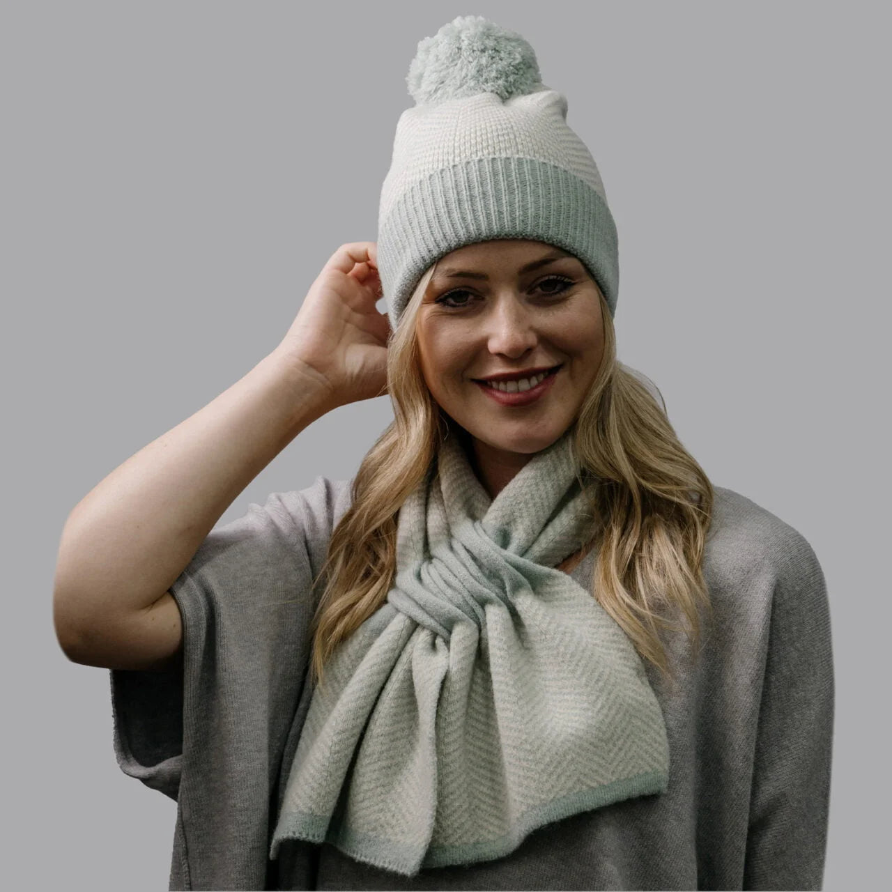 Fab Gifts | Winter Accessories Winter Beanie Herringbone Green by Weirs of Baggot Street