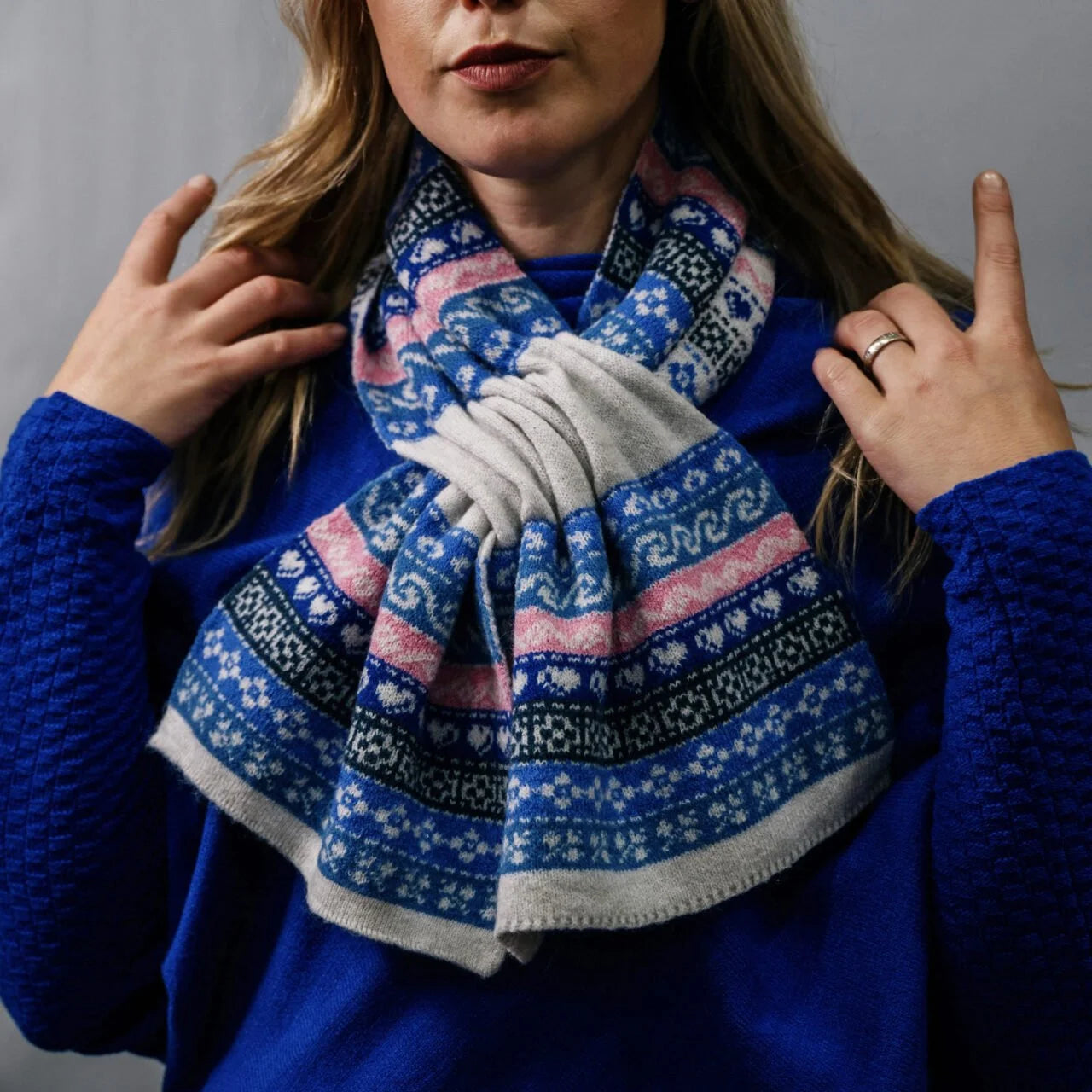 Fab Gifts | Winter Accessories Winter Pull Through Scarf Nordic Blue by Weirs of Baggot Street