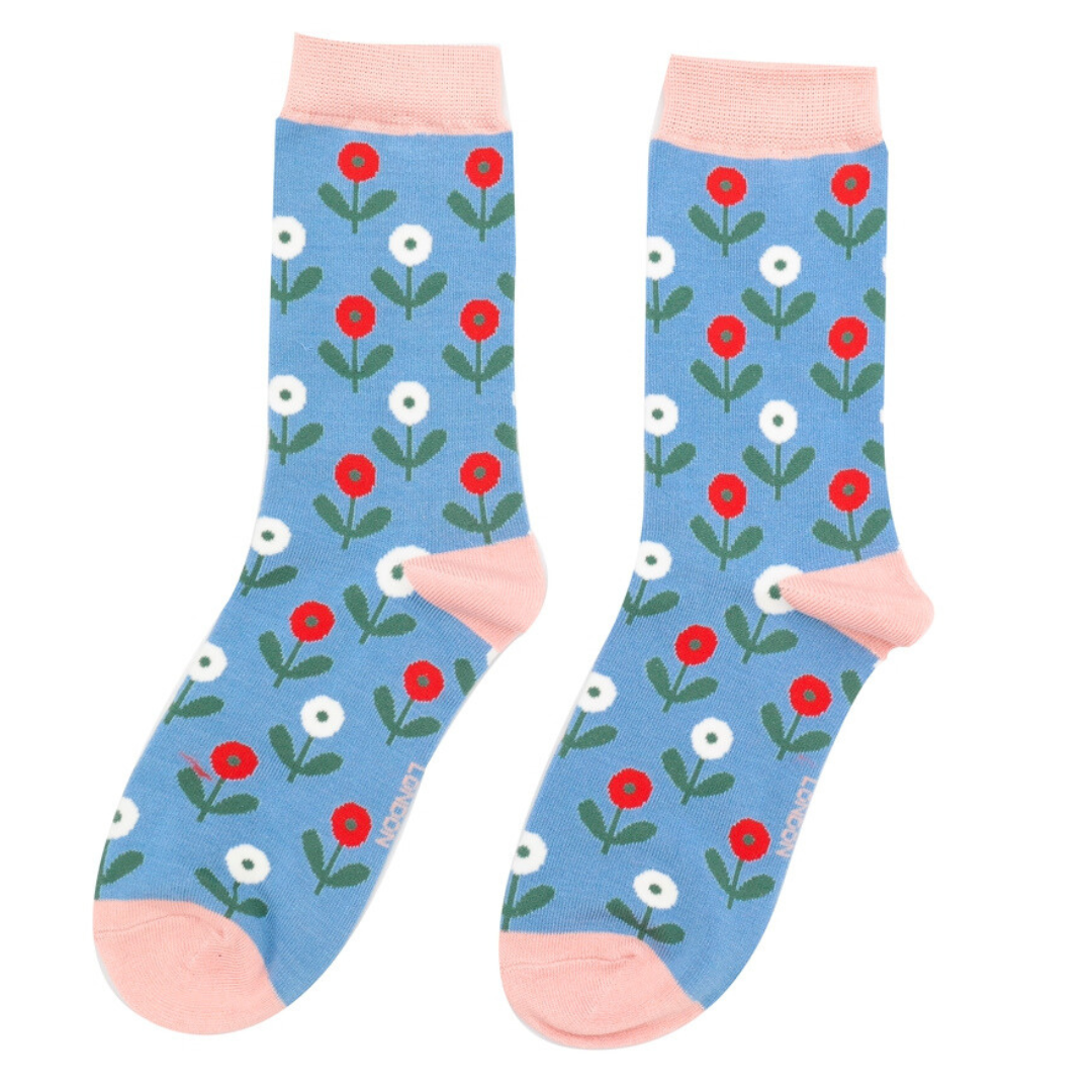 Fabulous Gifts Apparel Fun Floral Socks Denim by Weirs of Baggot Street