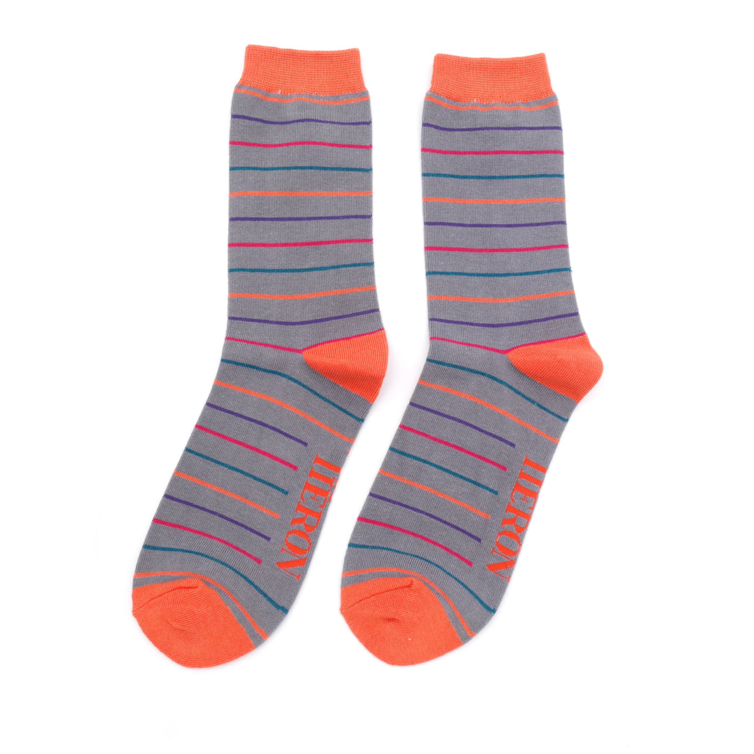 Fabulous Gifts Apparel Men's Thin Stripes Socks Grey by Weirs of Baggot Street