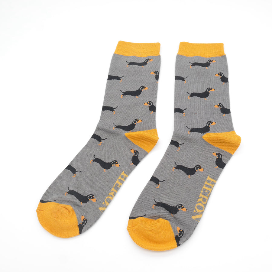 Fabulous Gifts Apparel Mr Heron Little Sausage Dogs Socks Grey by Weirs of Baggot Street