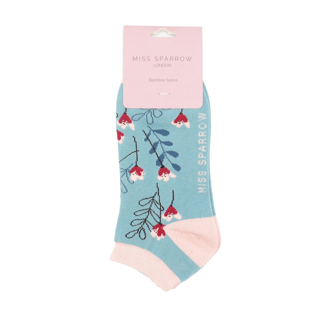 Fabulous Gifts Apparel Wild Floral Trainer Socks Duck Egg by Weirs of Baggot Street