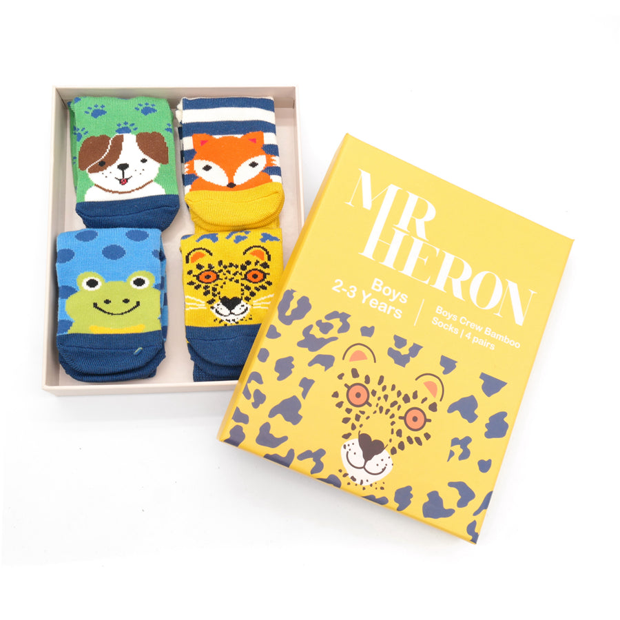 Fabulous Gifts Bubs Kids Boys Animal Socks Mr Heron Box 2-3Y by Weirs of Baggot Street