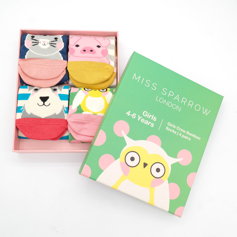 Fabulous Gifts Bubs Kids Girls Animal Socks Box 4-6Y by Weirs of Baggot Street