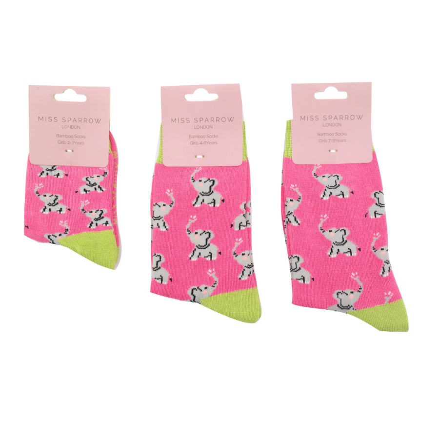 Fabulous Gifts Bubs Kids Miss Sparrow Girls Elephants Socks Pink 2-3Y by Weirs of Baggot Street