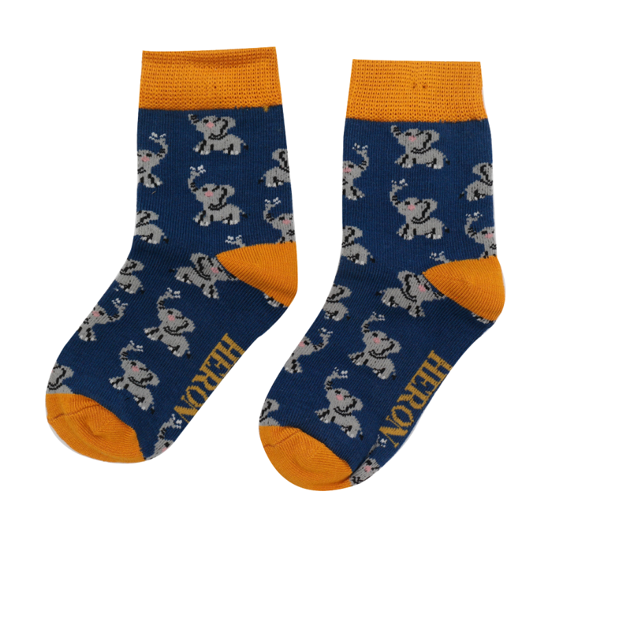 Fabulous Gifts Bubs Kids Mr Heron Boys Elephants Socks Navy 2-3Y by Weirs of Baggot Street