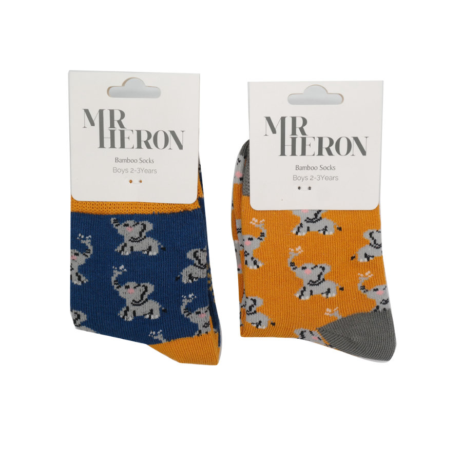 Fabulous Gifts Bubs Kids Mr Heron Boys Elephants Socks Navy 2-3Y by Weirs of Baggot Street