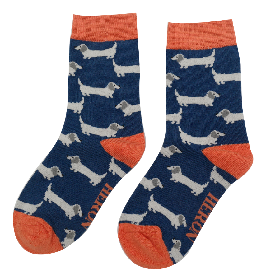 Fabulous Gifts Bubs Kids Mr Heron Boys Sausage Dogs Socks Navy 4-6Y by Weirs of Baggot Street