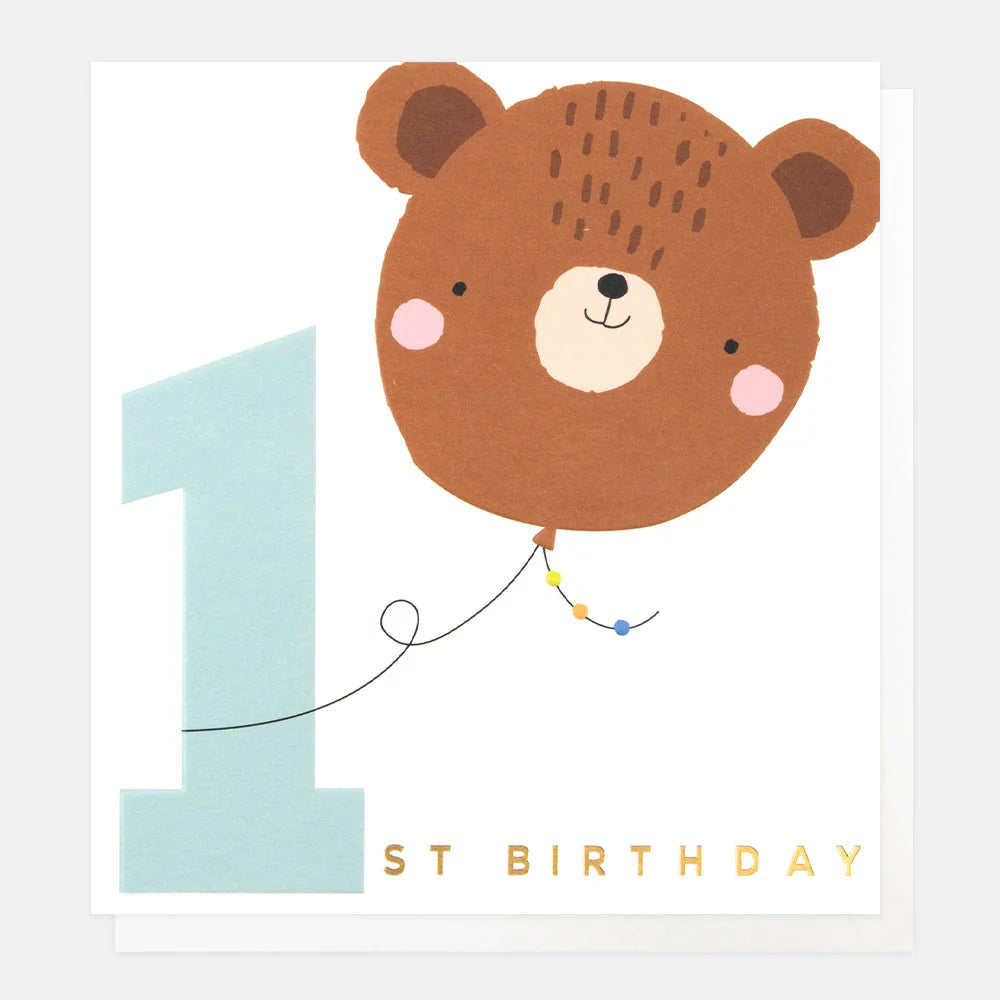 Fabulous Gifts Caroline Gardner 1st Birthday Bear Card by Weirs of Baggot Street