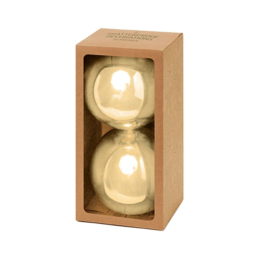 Fabulous Gifts Christmas Christmas Baubles Champagne Gold Shiny Shatterproof 150mm 2pc by Weirs of Baggot Street