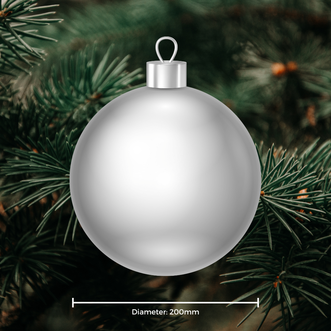 Fabulous Gifts Christmas Christmas Baubles Silver Shiny Shatterproof 200mm 2pc by Weirs of Baggot Street