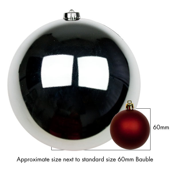 Fabulous Gifts Christmas Christmas Baubles Silver Shiny Shatterproof 200mm 2pc by Weirs of Baggot Street