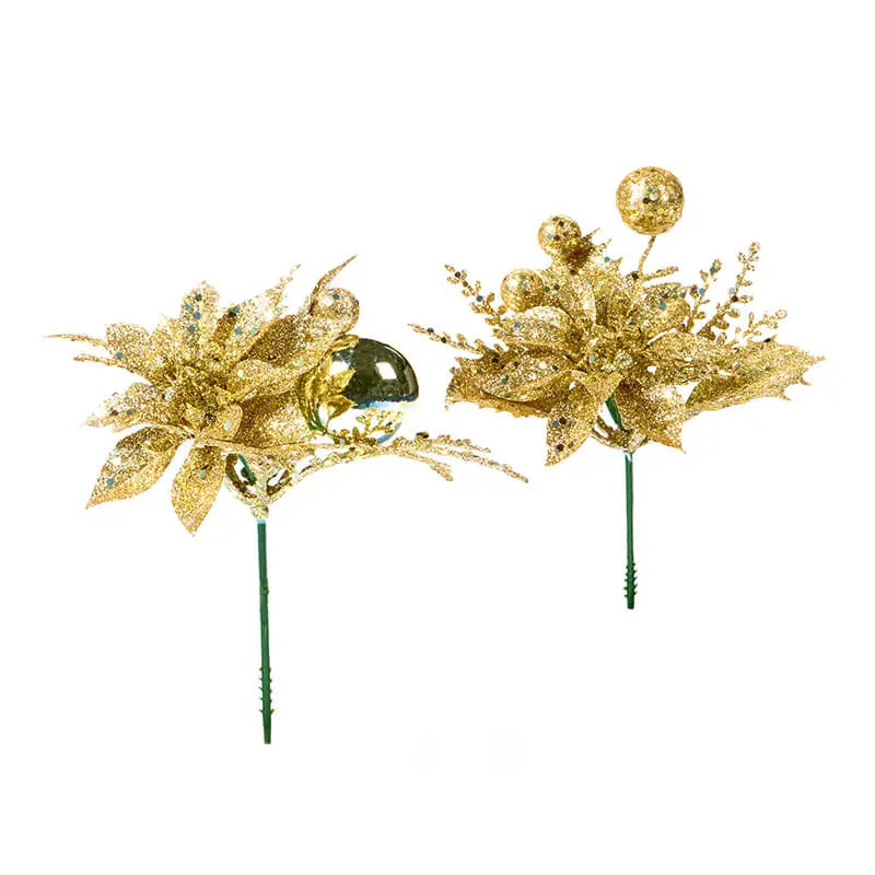 Fabulous Gifts Christmas Christmas Decoration Gold Poinsettia Pick by Weirs of Baggot Street