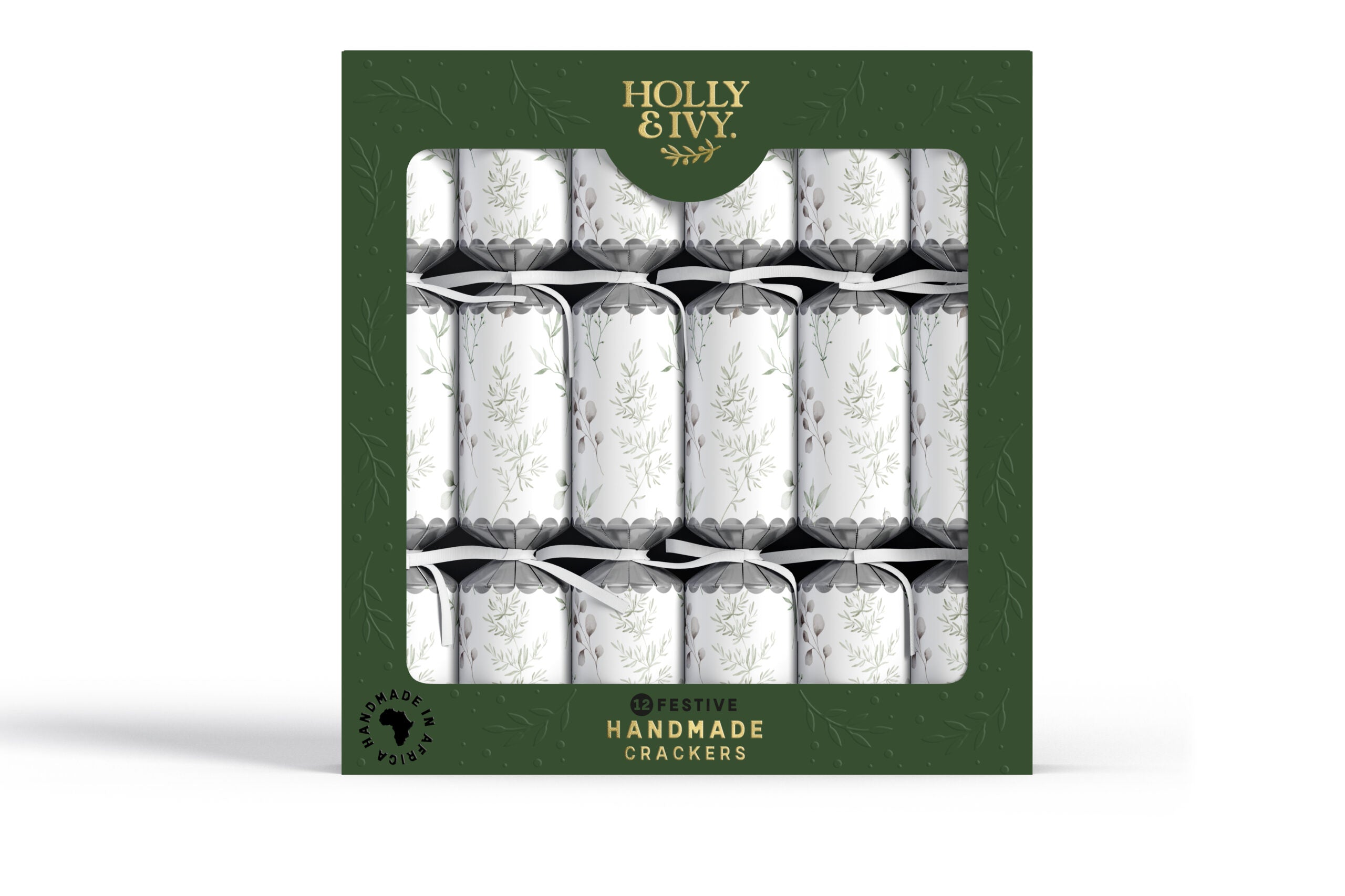 Fabulous Gifts Christmas Crackers Holly & Ivy Festive Crackers Classic Silver   by Weirs of Baggot Street