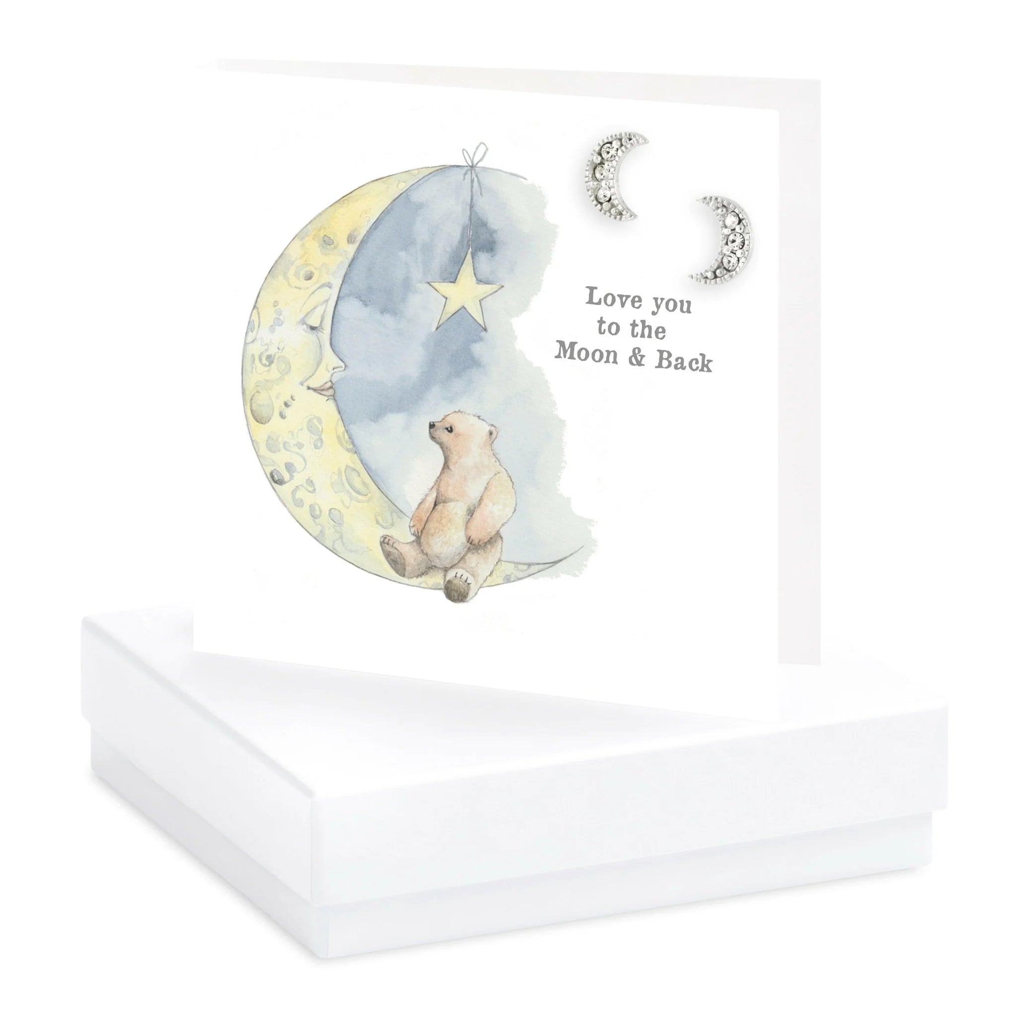 Fabulous Gifts Crumble & Core Box Bear And Moon Love You Earring Card by Weirs of Baggot Street