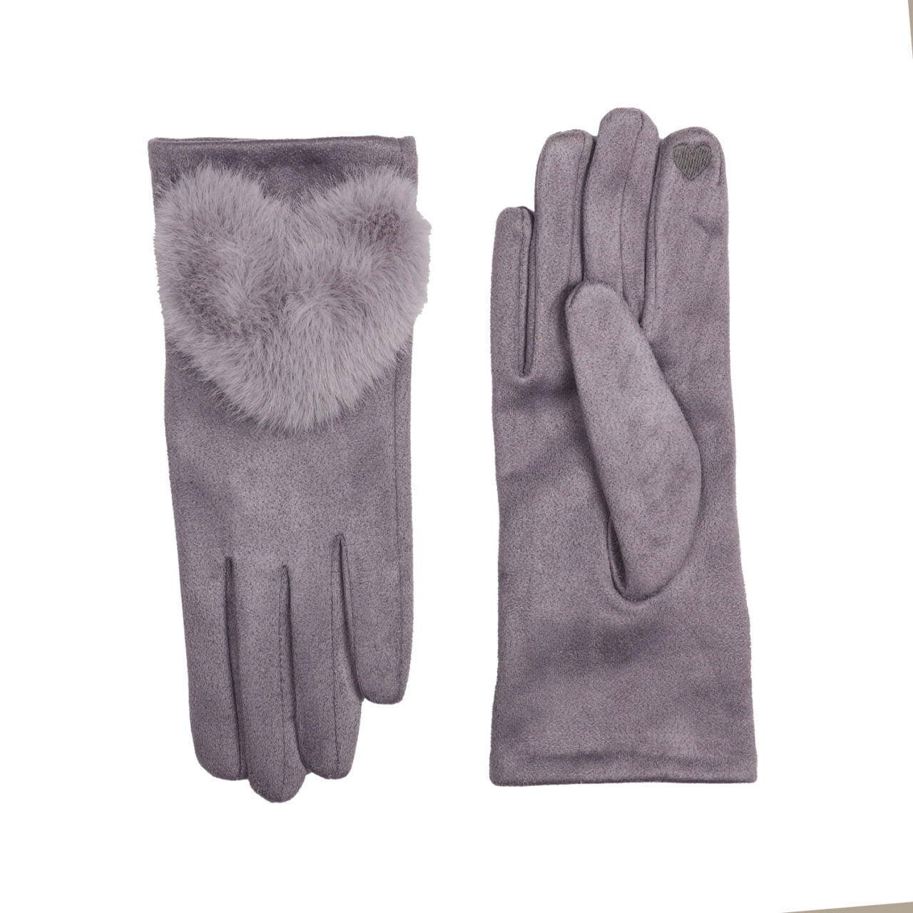 Fabulous Gifts Fashion Faux Fur Heart Gloves Grey by Weirs of Baggot Street