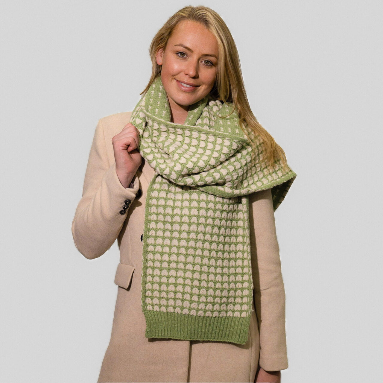 Green Knitted Heart Scarf