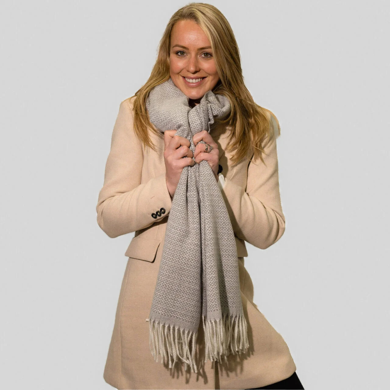 Fabulous Gifts Fashion Grey Herringbone Fringed Scarf by Weirs of Baggot Street