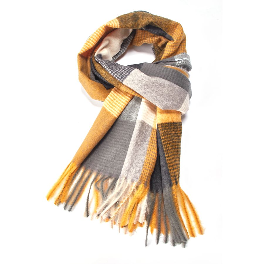 Fabulous Gifts Fashion Tartan Scarf Mustard by Weirs of Baggot Street