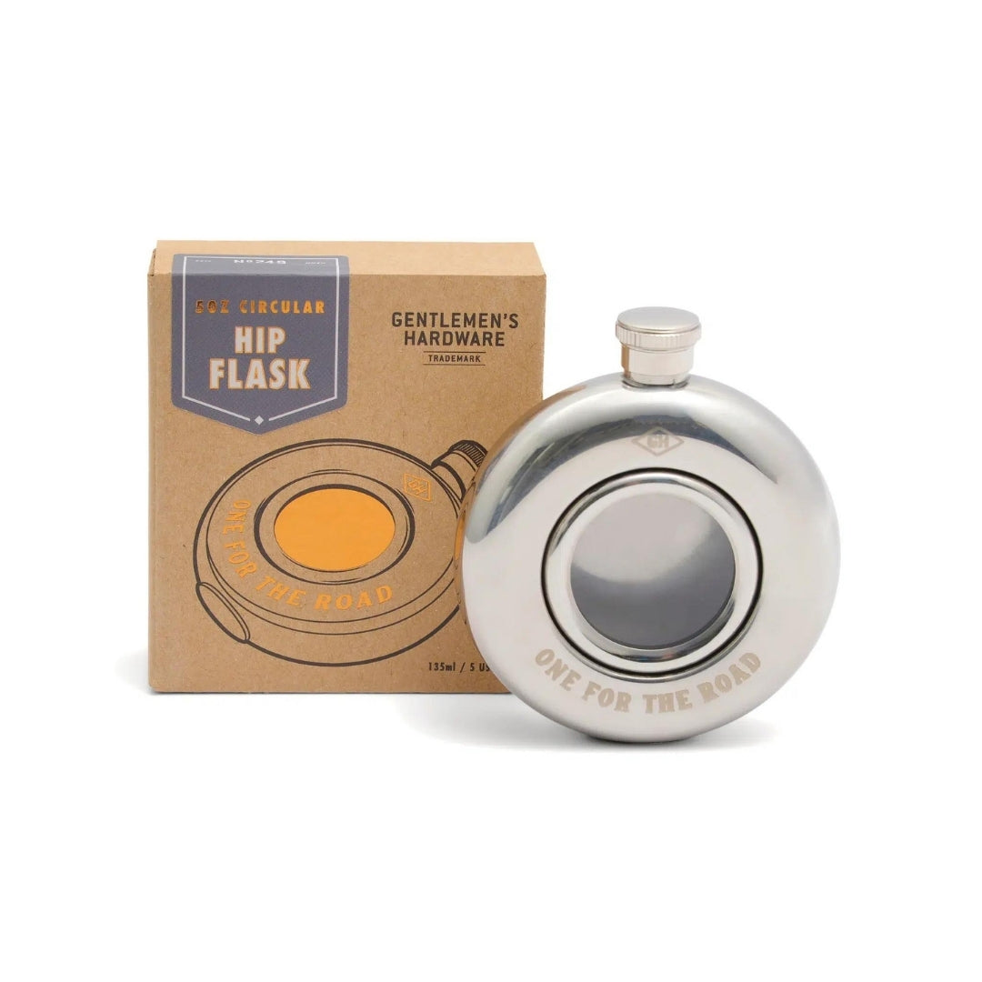 Fabulous Gifts Gentlemens Hardware Round Hip Flask - One For The Road 5 fl.oz/135ml by Weirs of Baggot Street