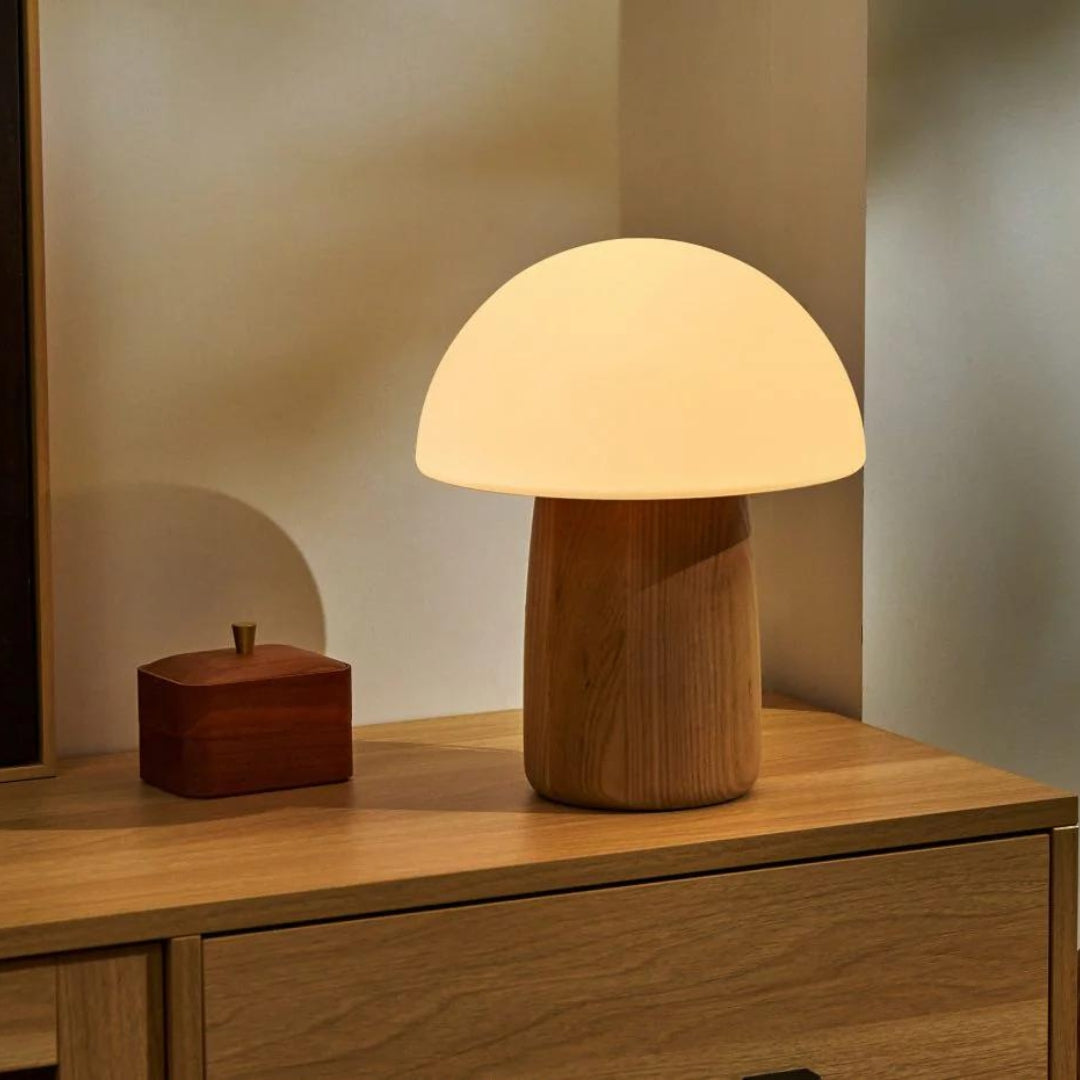 Fabulous Gifts Gingko Design Large Alice Mushroom Lamp Walnut by Weirs of Baggot Street