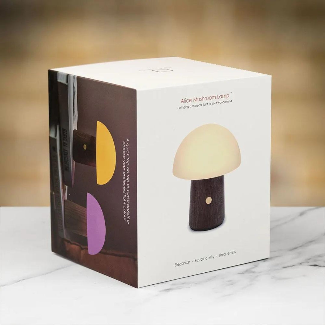 Fabulous Gifts Gingko Design Mini Alice Mushroom Lamp Walnut by Weirs of Baggot Street