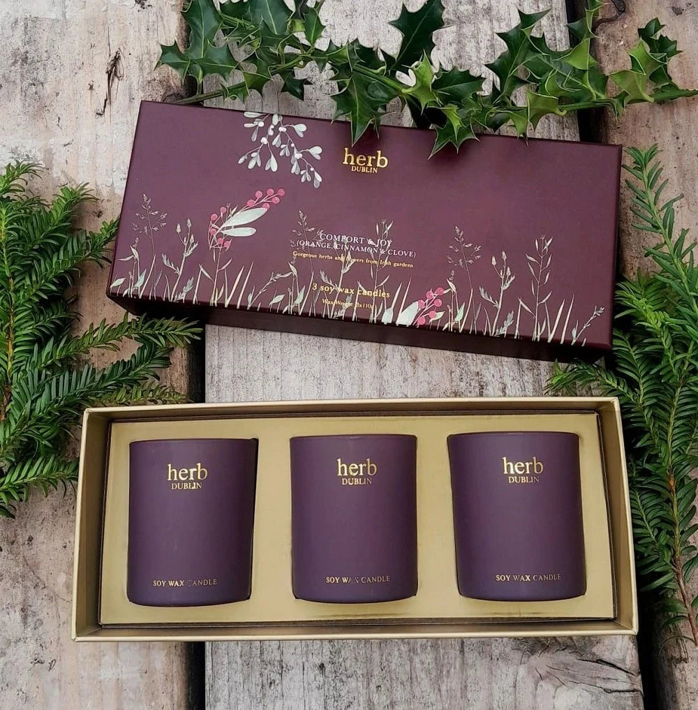 Fabulous Gifts Irish Botanicals Herb Comfort And Joy Trio Candle Set by Weirs of Baggot Street