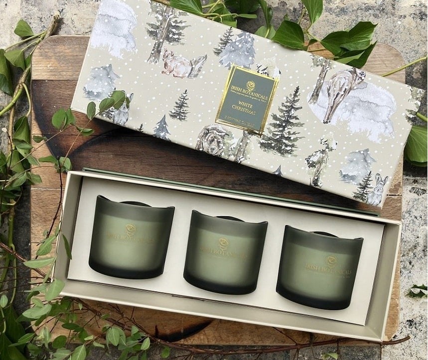 Fabulous Gifts Irish Botanicals White Christmas Trio Candle Set by Weirs of Baggot Street