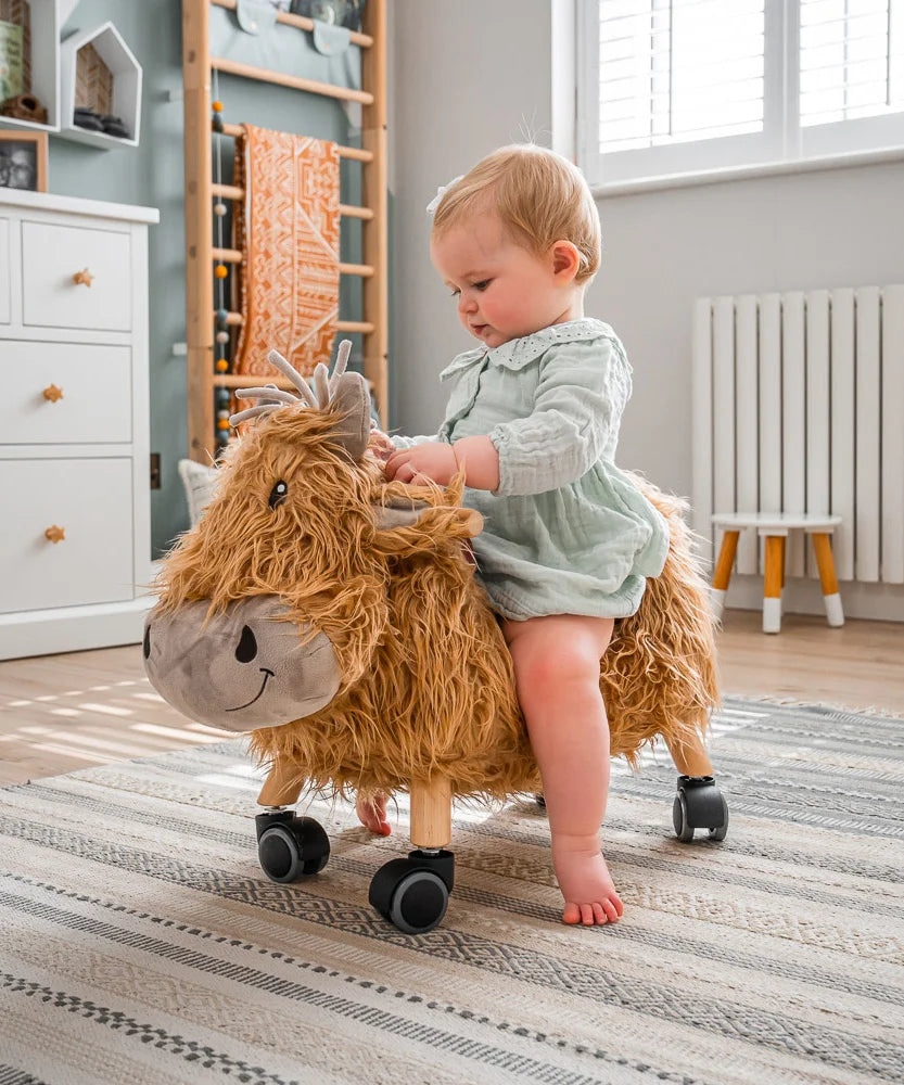 Fabulous Gifts Little Bird Told Me Hubert Highland Cow Ride On Toy by Weirs of Baggot Street