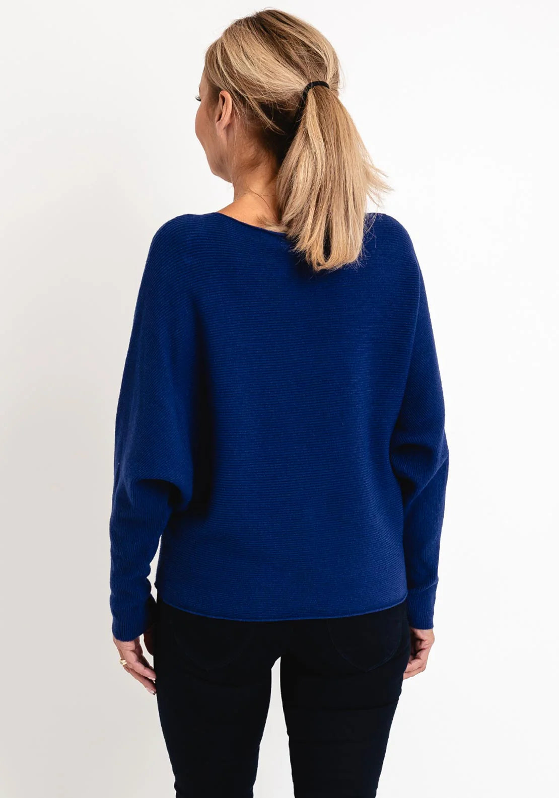 Ribbed Batwing Knit Navy