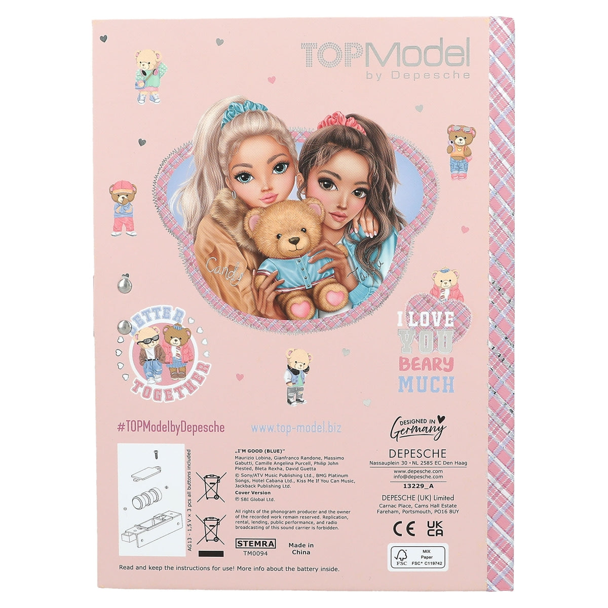 Fabulous Gifts TOPModel Diary With Code And Sound TEAM TEDDY by Weirs of Baggot Street