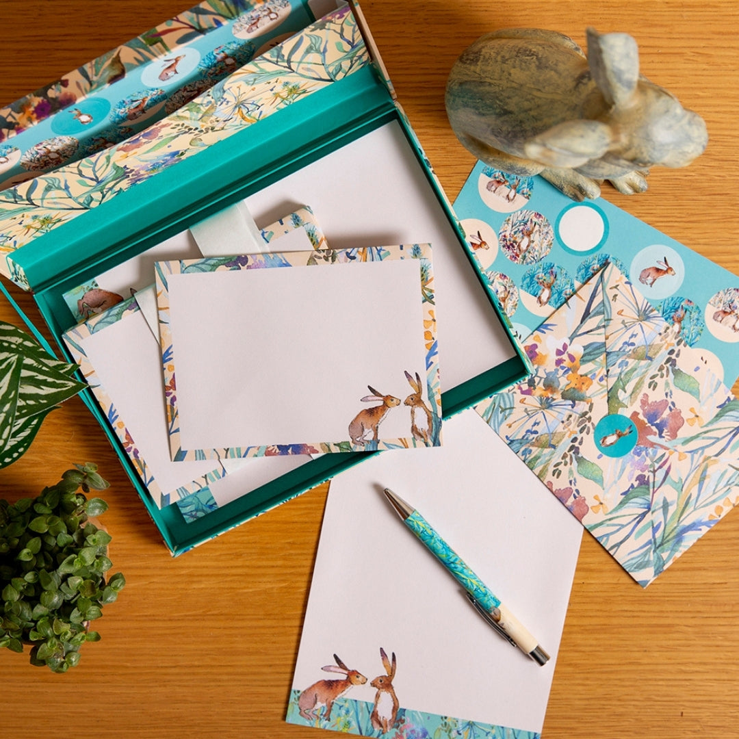 Fabulous Gifts Writing Set - Kissing Hares by Weirs of Baggot Street