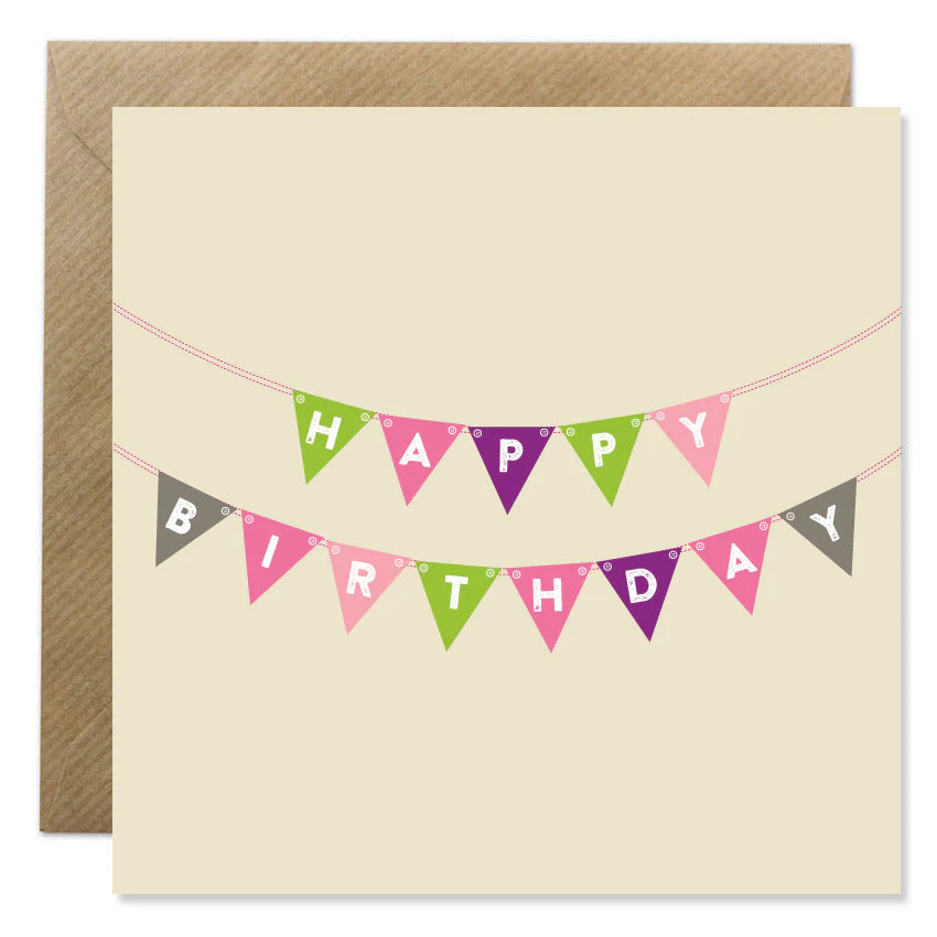 Fabulous Irish Made Greeting Cards Bold Bunny Happy Birthday Bunting Pink Card by Weirs of Baggot Street