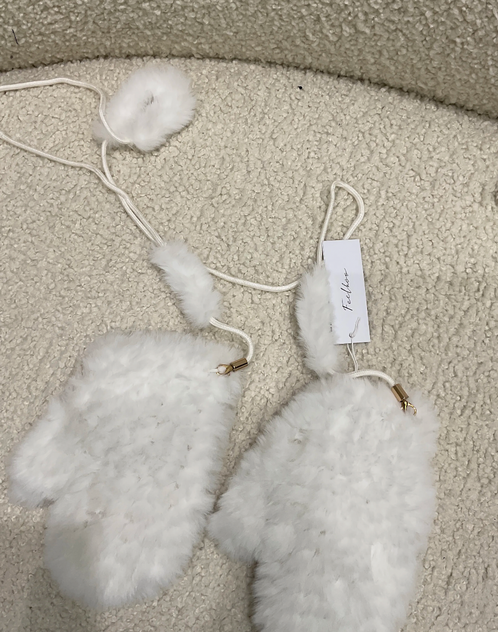 Fabulous Gifts Fashion Faux Fur Mits Beige by Weirs of Baggot Street