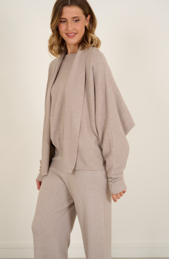 Fabulous Gifts Fashion Heavy Knit Short Cardi Taupe by Weirs of Baggot Street