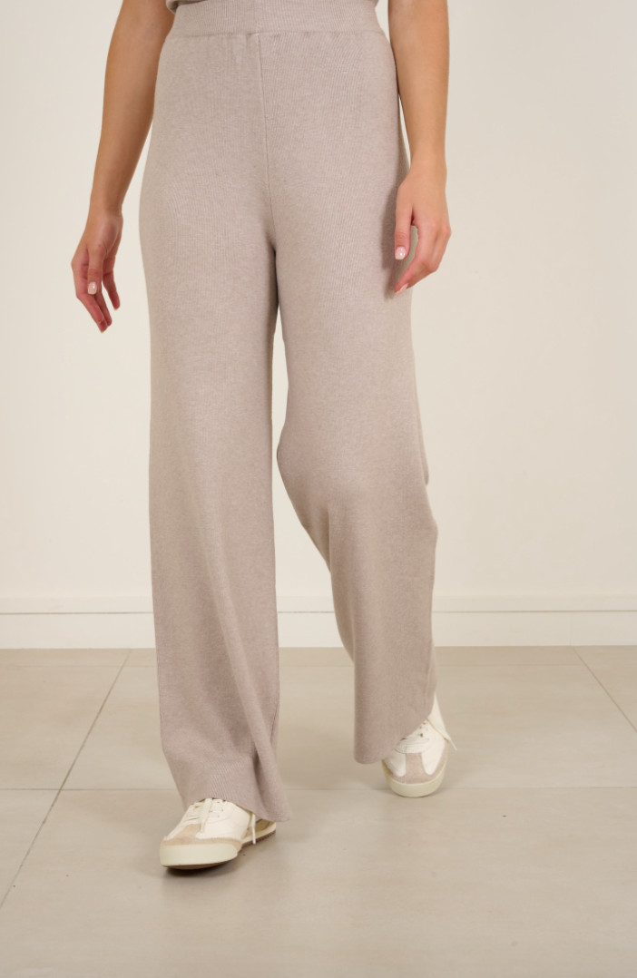 Fabulous Gifts Fashion Heavy Knit Trousers Taupe by Weirs of Baggot Street