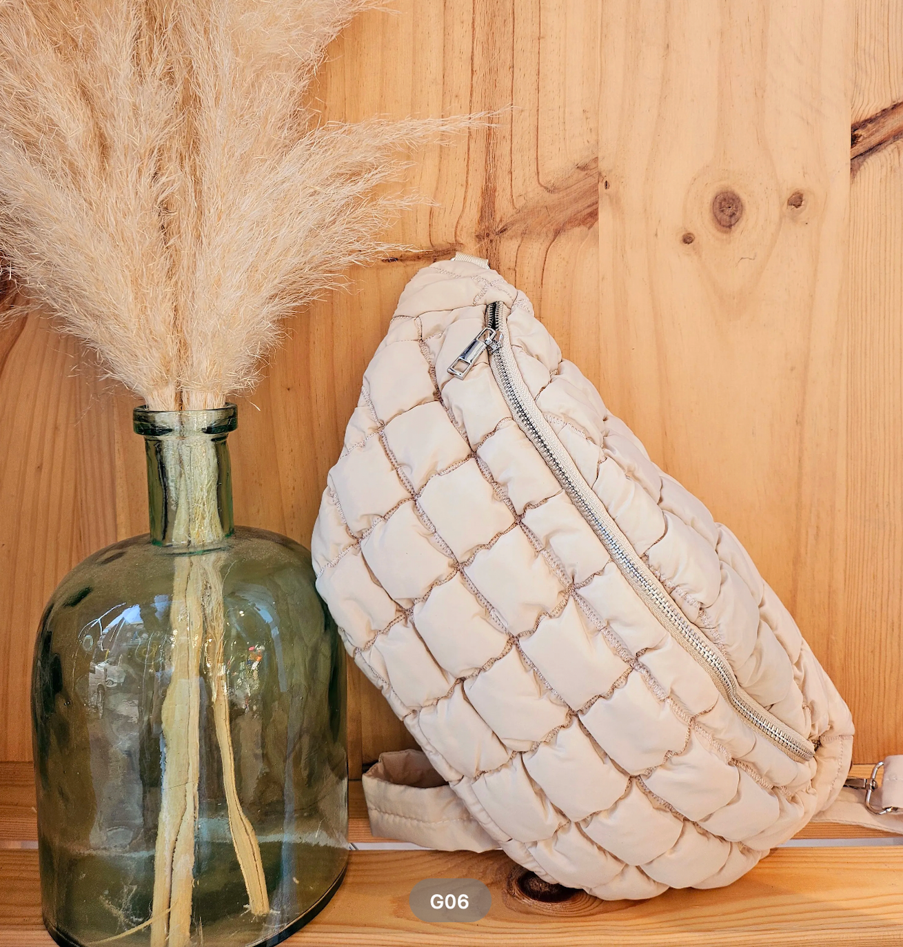 Fabulous Gifts Fashion Quilted Crossbody Bag Beige by Weirs of Baggot Street