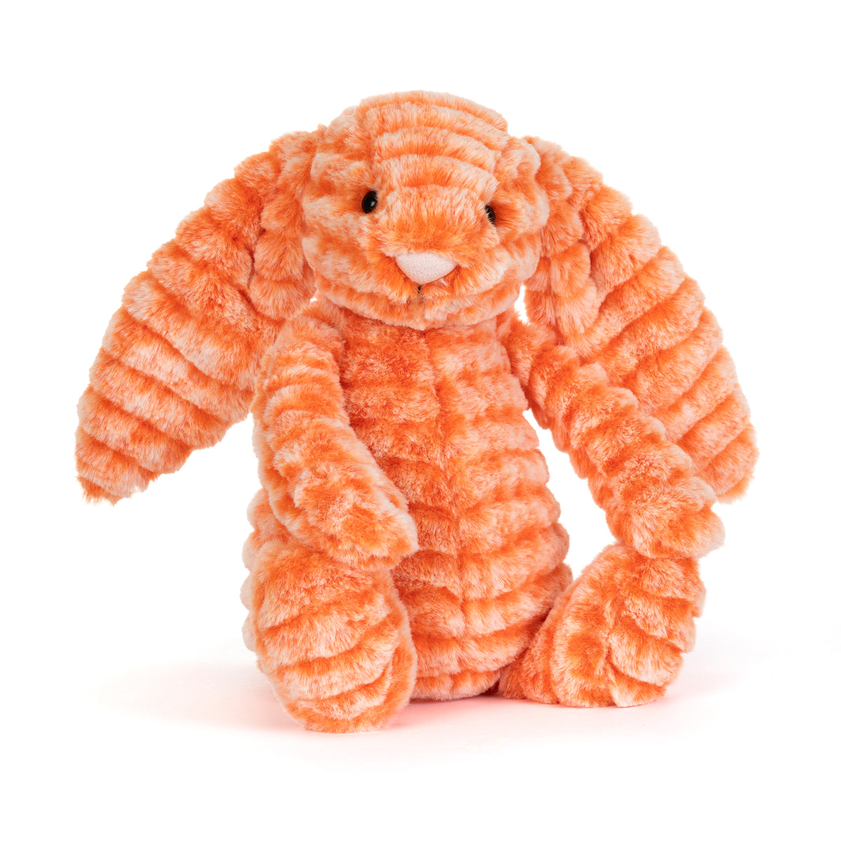 An orange plush bunny toy with a ribbed, corduroy-like texture, sitting against a solid white background at Weirsgifts.ie