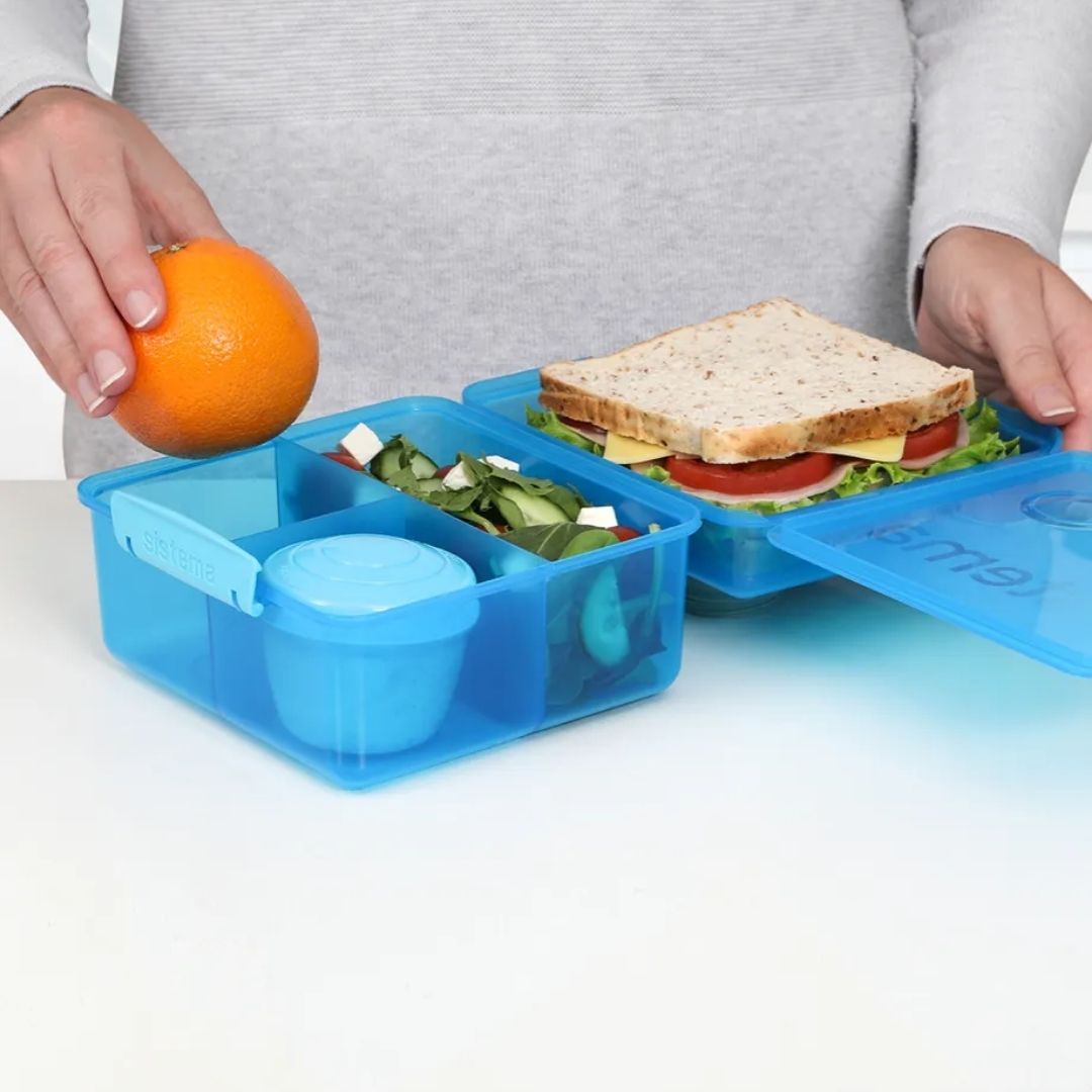 Food Storage | Sistema Coloured Lunch Cube Max with Yoghurt Pot by Weirs of Baggot Street