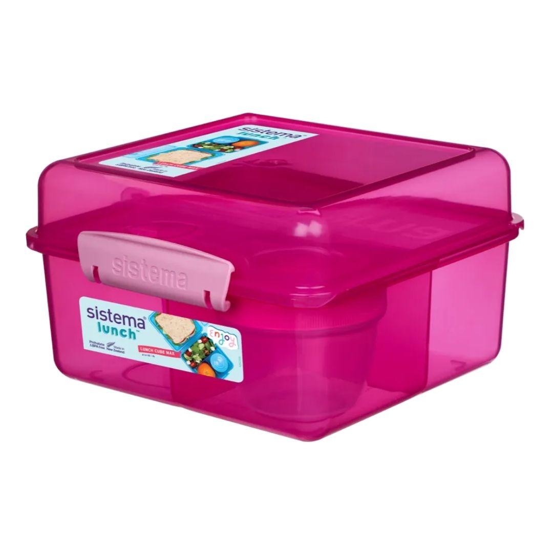 Food Storage | Sistema Coloured Lunch Cube Max with Yoghurt Pot by Weirs of Baggot Street