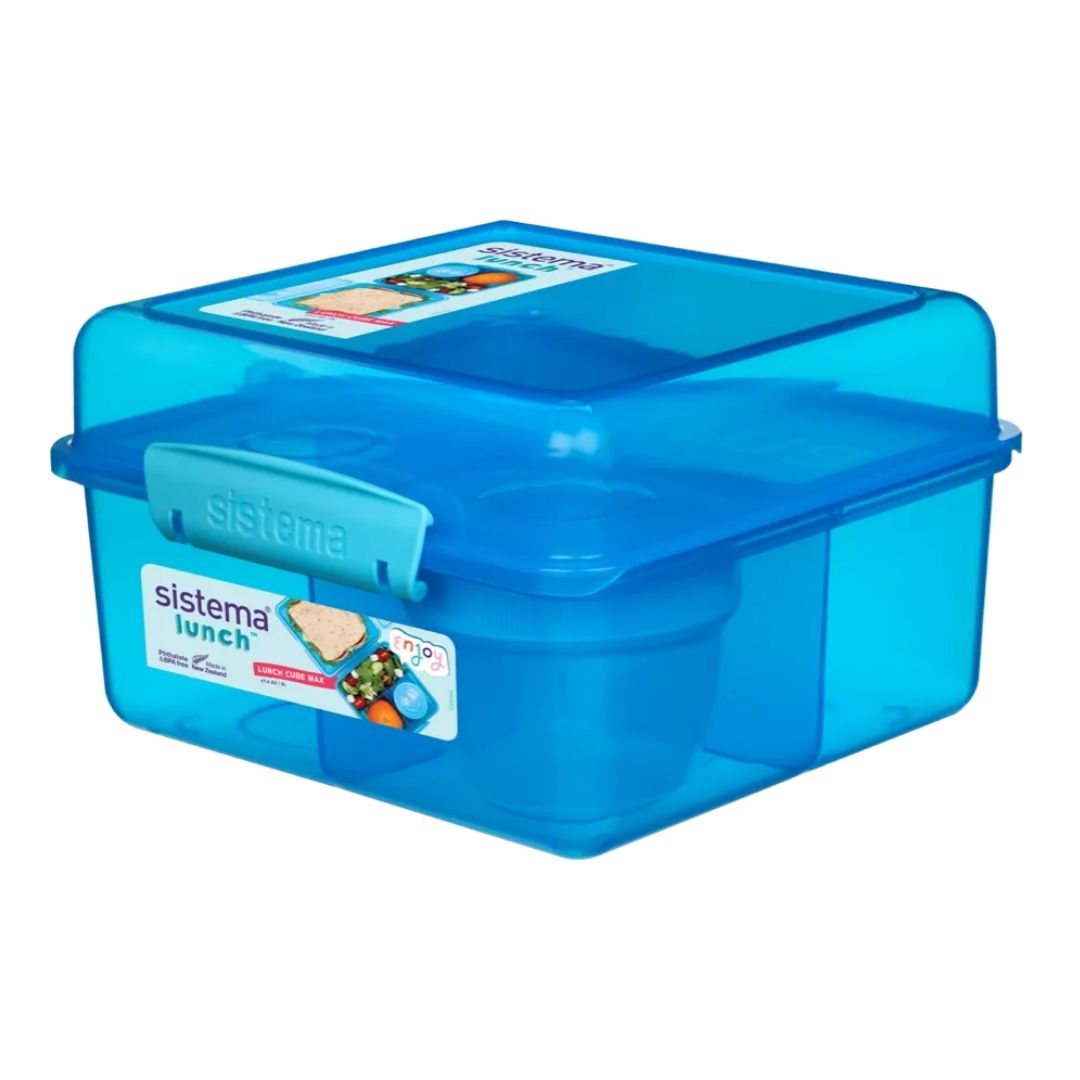 Food Storage | Sistema Coloured Lunch Cube Max with Yoghurt Pot by Weirs of Baggot Street